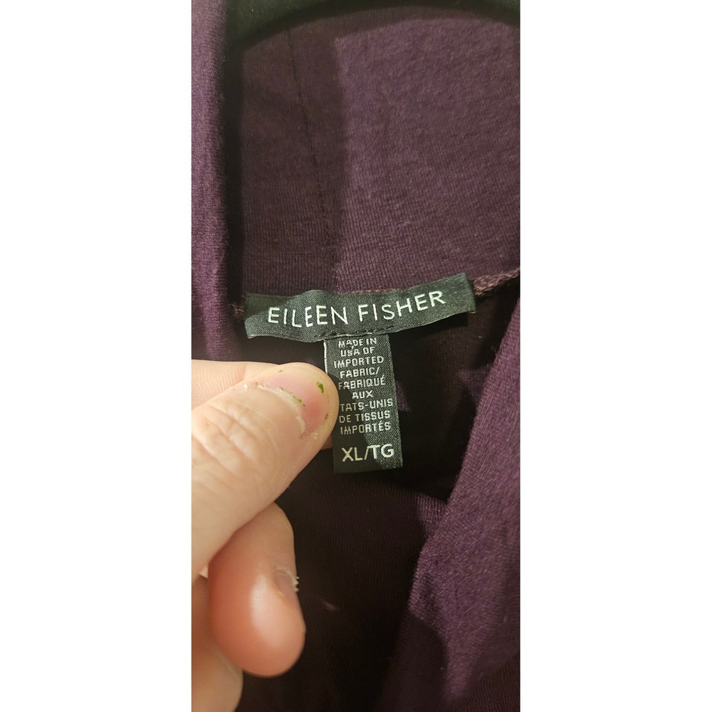 Eileen Fisher XL Eggplant Turtleneck Tunic Top Oversized Stretch Knit Purple - Picture 2 of 5